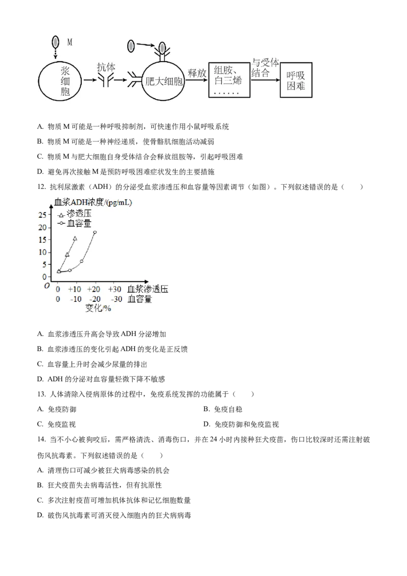 高二上学期期末生物试题（原卷版）_高中九科知识点归纳。_人教版高中Word电子版试卷练习试题知识点全科_高中生物试卷习题_生物选修_选修1_人教版生物选修一期末试卷（012份）