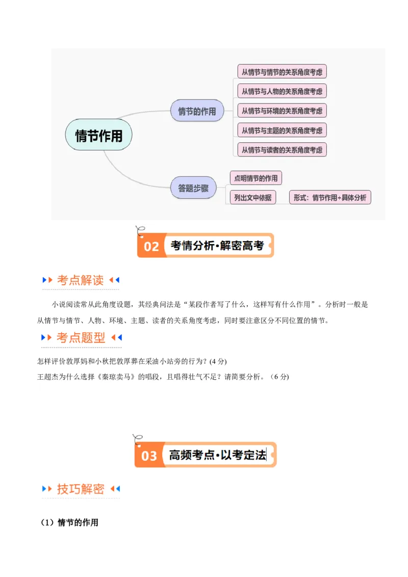 解密05文学类文本阅读小说之情节分析（讲义）（原卷版）_01高考语文_4.22024年新高考资料_2.2024二轮复习