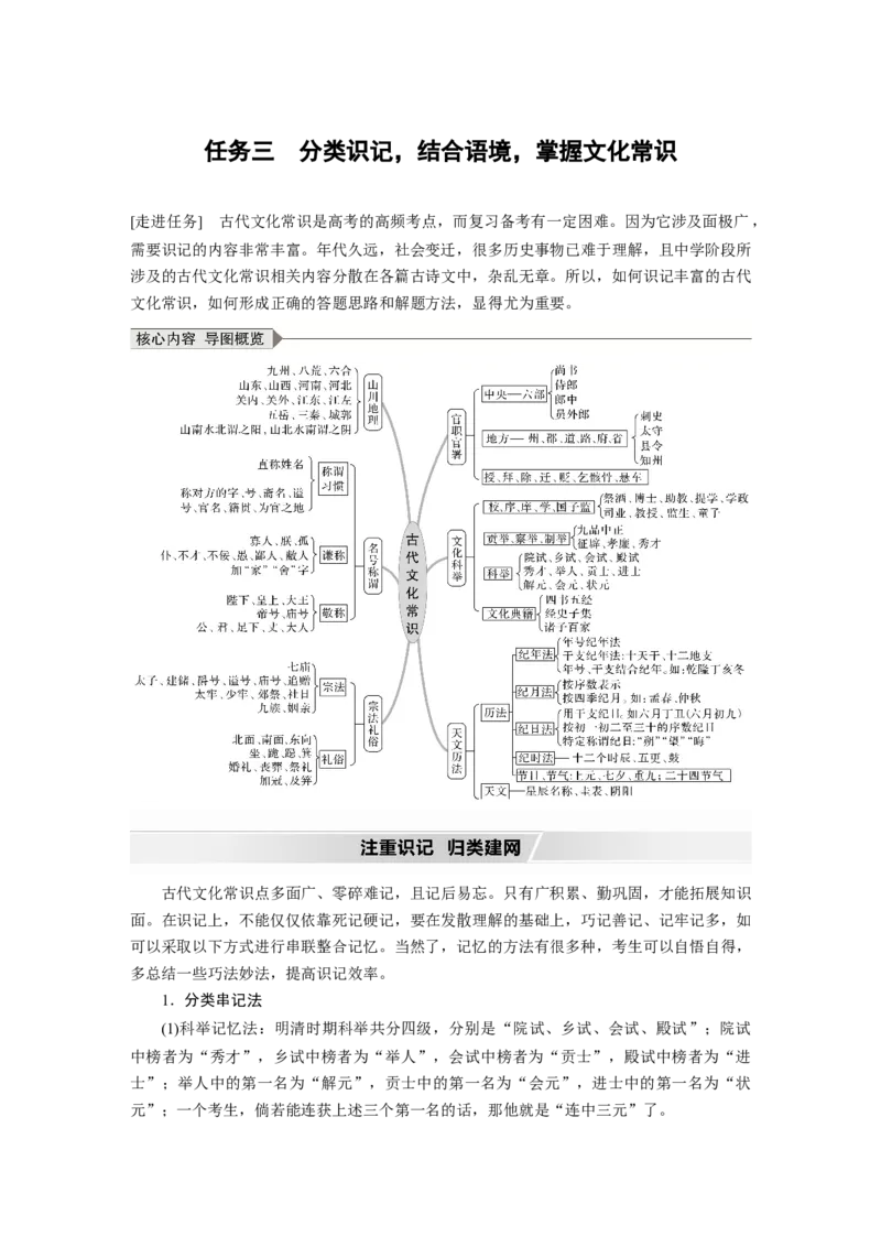 第3部分传统文化阅读文言文（考点部分）任务组三任务三分类识记，结合语境，掌握文化常识_01高考语文_22022年新高考资料_2022年一轮复习各版本