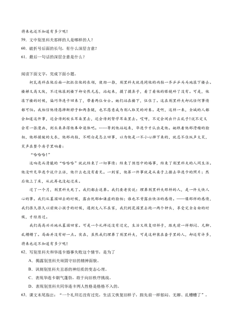 13.2《装在套子里的人》（教师版）_高语_高中语文_必修下册_同步讲义