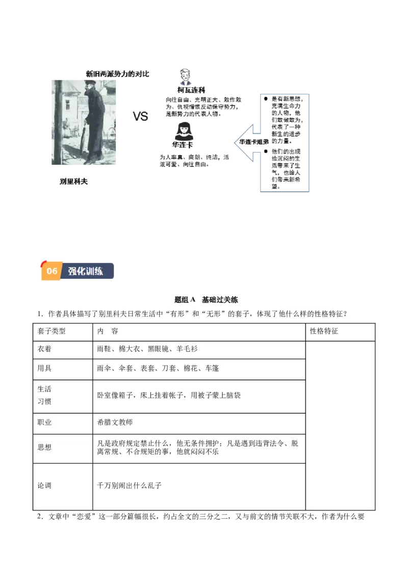 13.2《装在套子里的人》（教师版）_高语_高中语文_必修下册_同步讲义