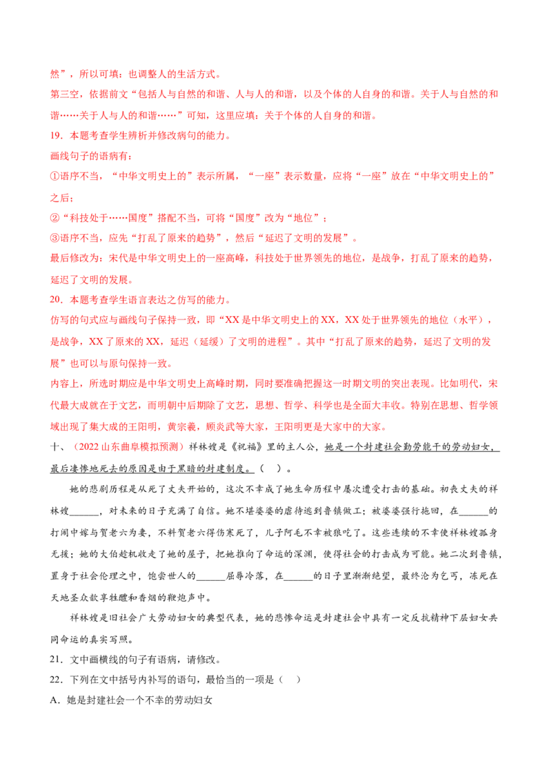 考向09仿写句子-备战2023年高考语文一轮复习考点微专题（新高考地区专用）（解析版）_01高考语文_32023年新高考资料_一轮复习