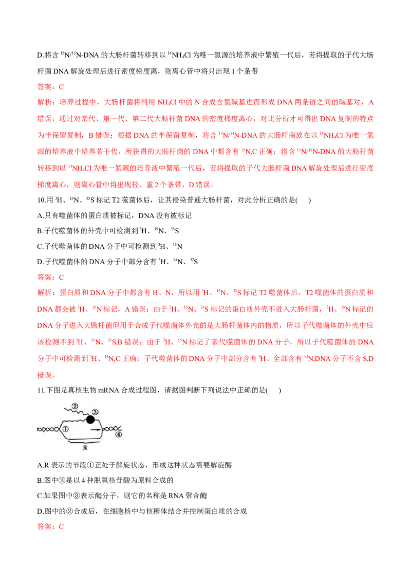 高一生物下学期期末测试卷01（新教材必修二）（解析版）_高中九科知识点归纳。_人教版高中Word电子版试卷练习试题知识点全科_高中生物试卷习题_生物必修_必修2