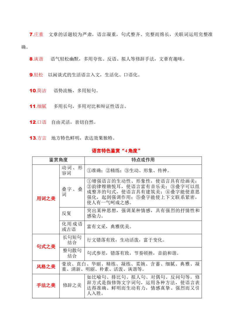 第4节鉴赏艺术技巧、语言-口袋书2024年高考语文一轮复习知识清单（全国通用）（解析版）_01高考语文_通用版（老高考）复习资料_2024年复习资料_第4章文学类文本阅读（二）散文
