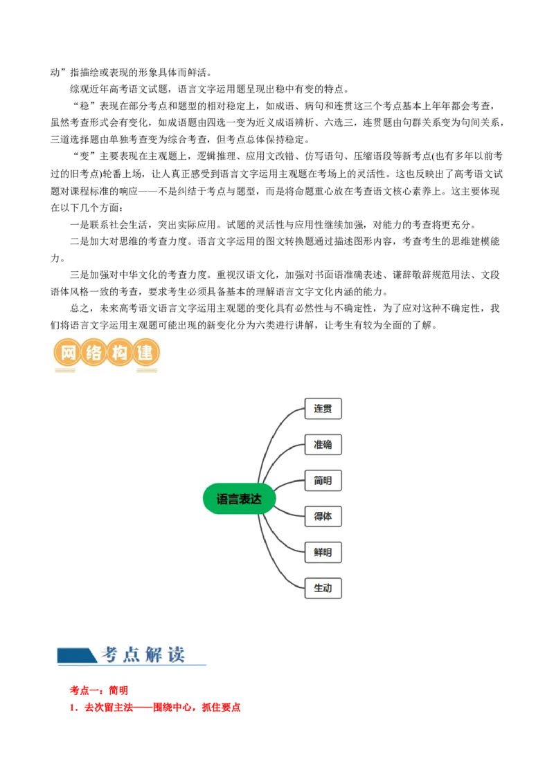 第07讲语言表达连贯、简明、得体，准确、鲜明、生动（讲义）（解析版）_01高考语文_新高考复习资料_2024年新高考资料_一轮复习资料_第三部分语言文字运用
