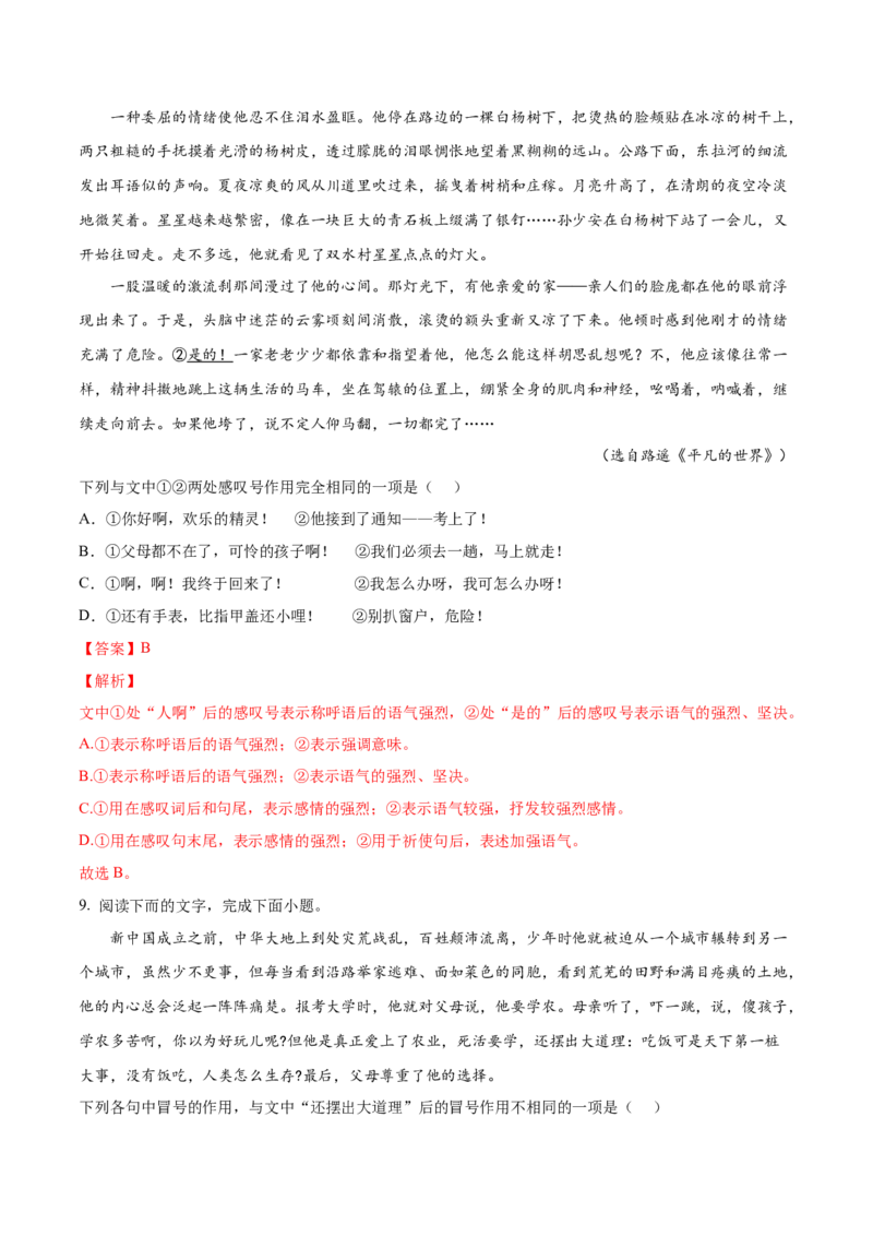 考向05正确使用标点符号-备战2023年高考语文一轮复习考点微专题（新高考地区专用）（解析版）_01高考语文_32023年新高考资料_一轮复习