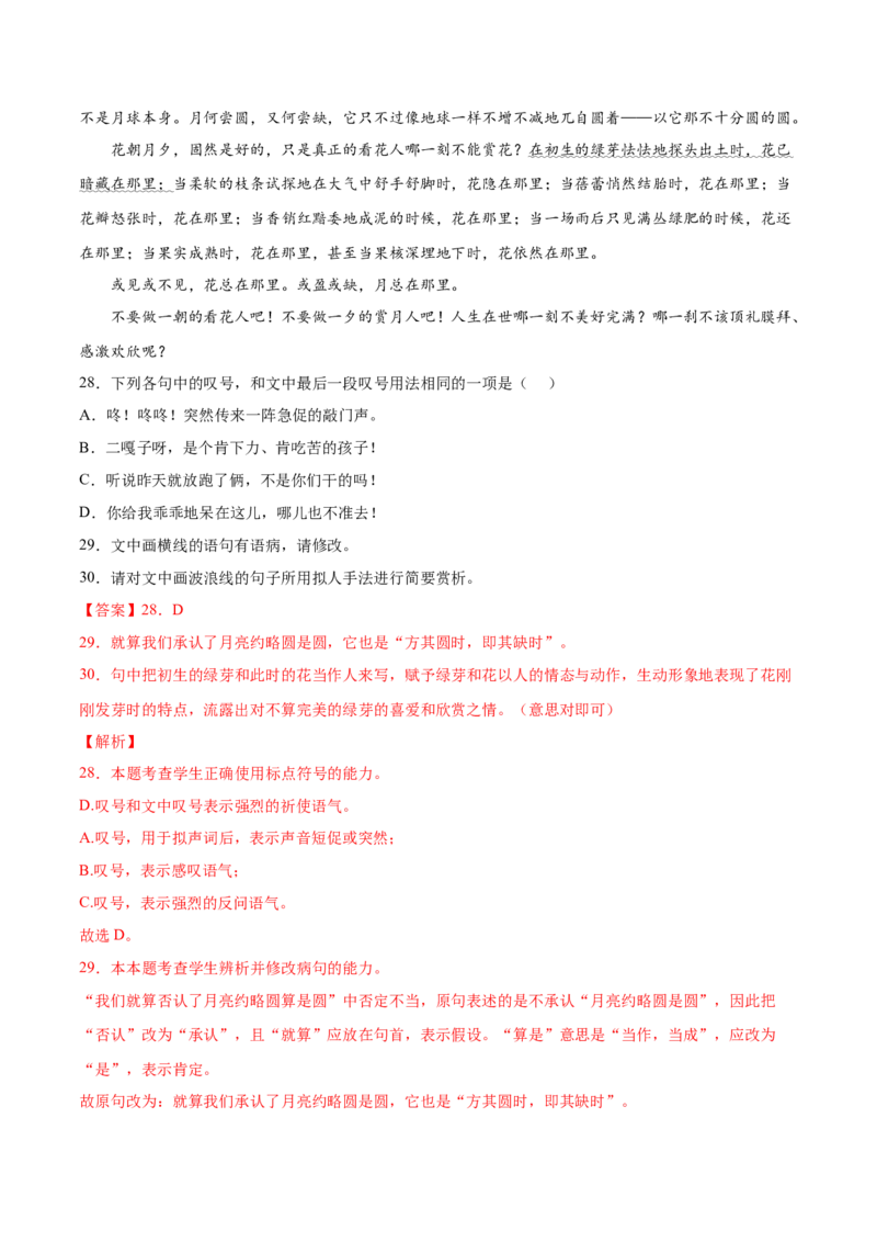 考向05正确使用标点符号-备战2023年高考语文一轮复习考点微专题（新高考地区专用）（解析版）_01高考语文_32023年新高考资料_一轮复习