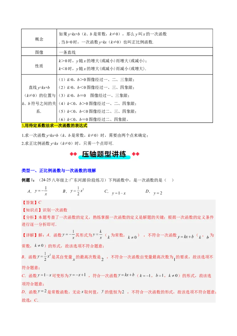 专题14一次函数的图象和性质的十种考法（教师版）_初中数学_八年级数学下册（人教版）_压轴题攻略-V9_2025版