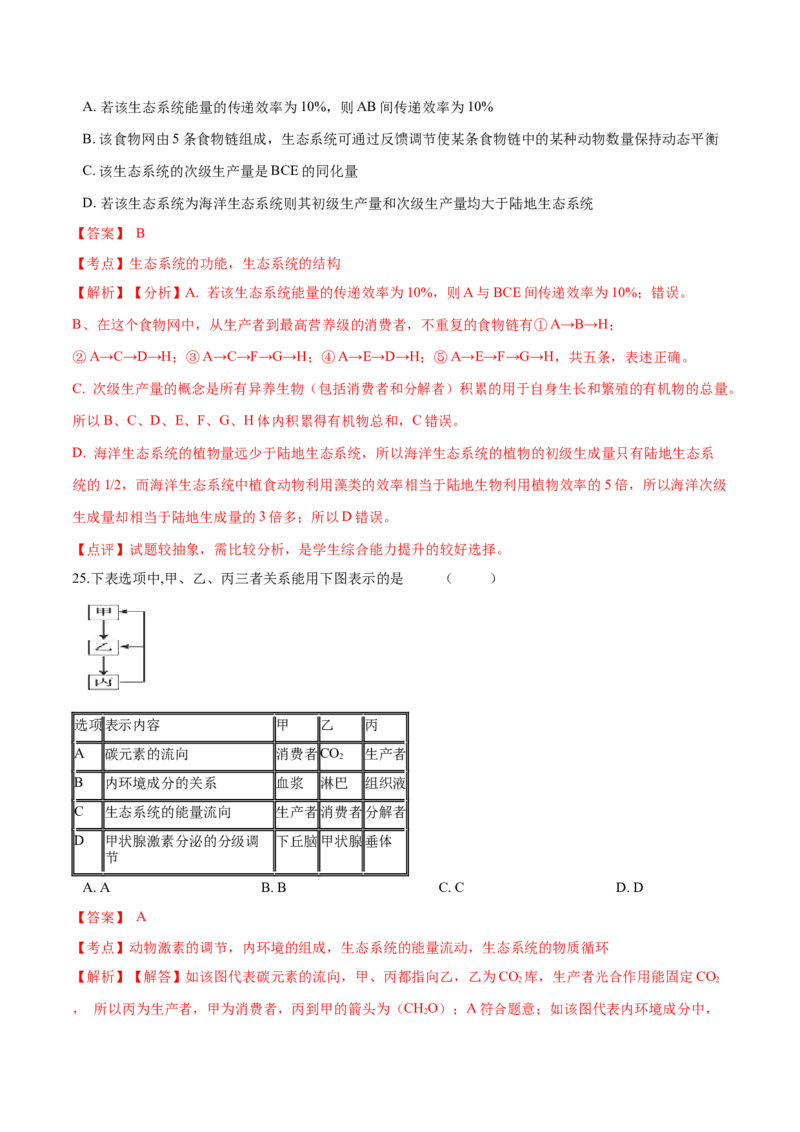 高二生物上学期期末测试卷03（人教版2019选择性必修2）（解析版）_高中九科知识点归纳。_人教版高中Word电子版试卷练习试题知识点全科_高中生物试卷习题_生物选修_选修2