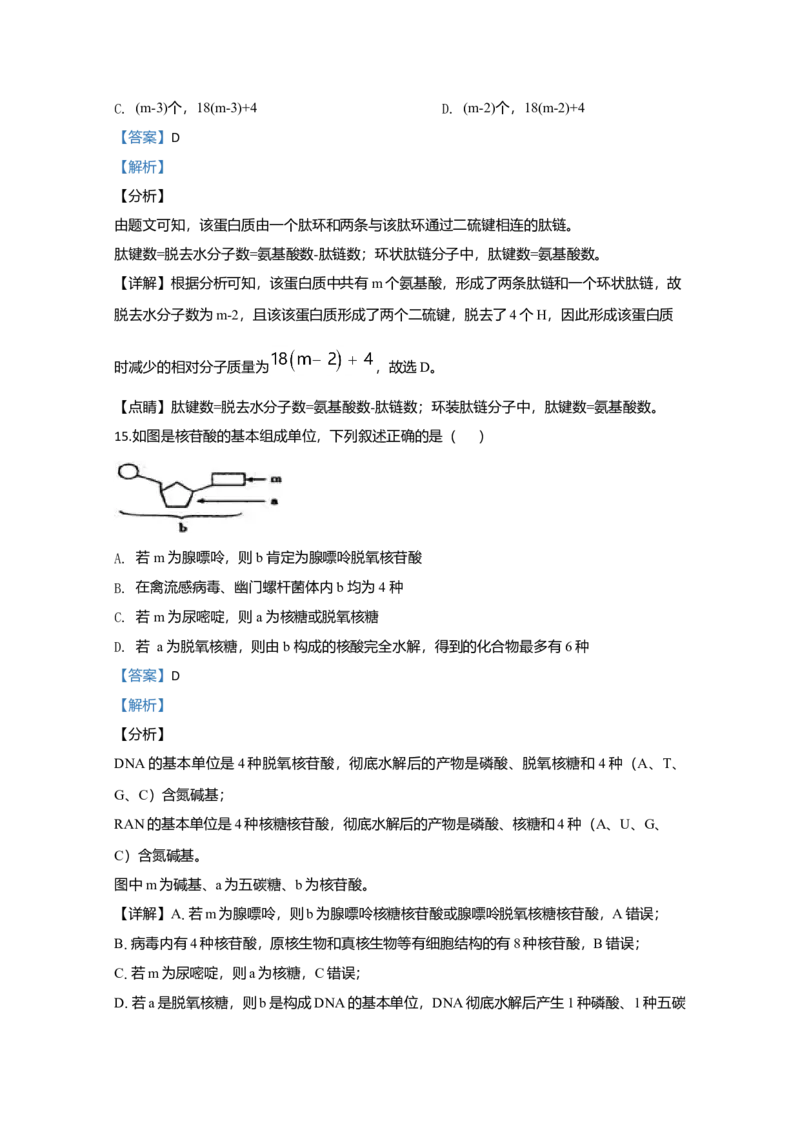 天津市一中高一上学期期中考试生物试题Word版含解析_高中九科知识点归纳。_人教版高中Word电子版试卷练习试题知识点全科_高中生物试卷习题_生物必修_必修1