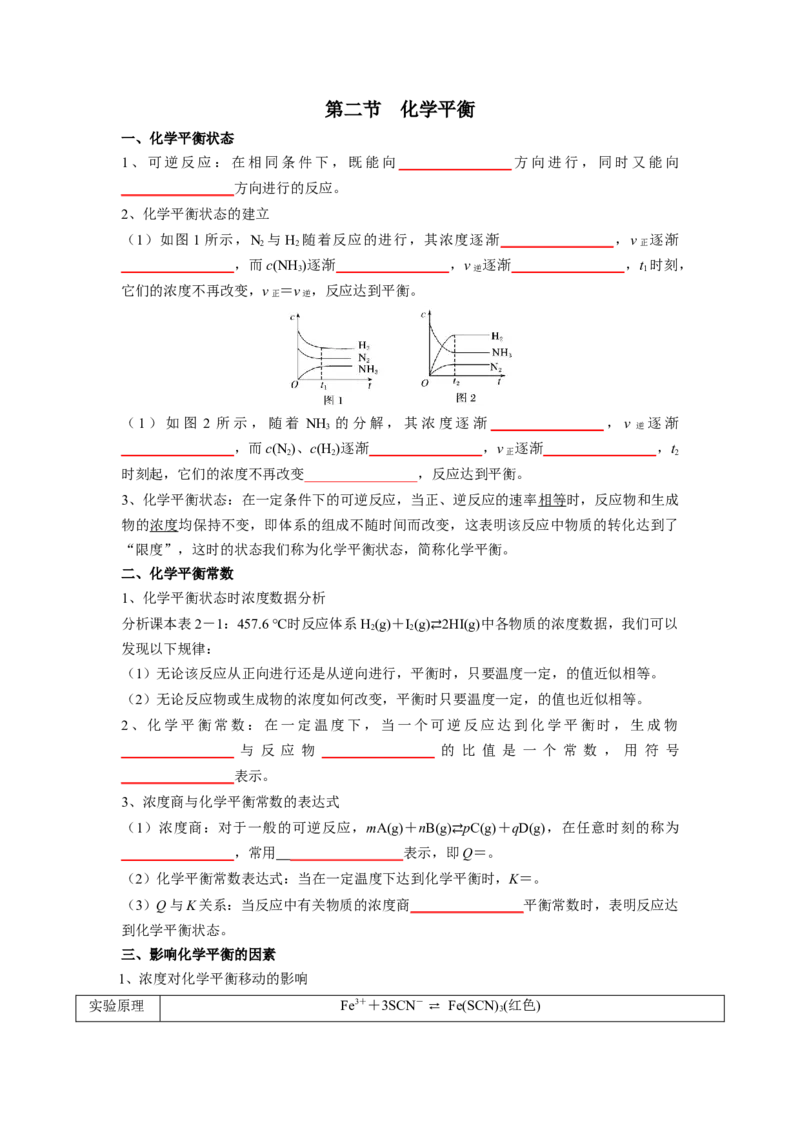 第二章化学反应速率与化学平衡-知识手册高中化学全册必背章节知识清单（人教版2019选择性必修1）（学生版）_高中九科知识点归纳。_人教版高中Word电子版试卷练习试题知识点全科