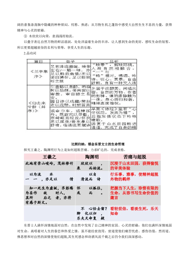 第10讲选必《兰亭集序》《归去来兮辞》一轮复习（讲义）（解析版）_01高考语文_52025年新高考资料_一轮复习_2025年高考语文一轮复习讲练测_文言文阅读