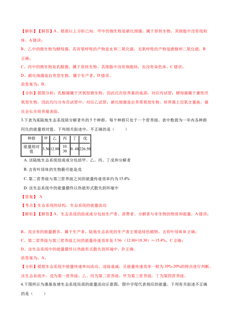 高二生物上学期期末测试卷01（人教版2019选择性必修2）（解析版）_高中九科知识点归纳。_人教版高中Word电子版试卷练习试题知识点全科_高中生物试卷习题_生物选修_选修2