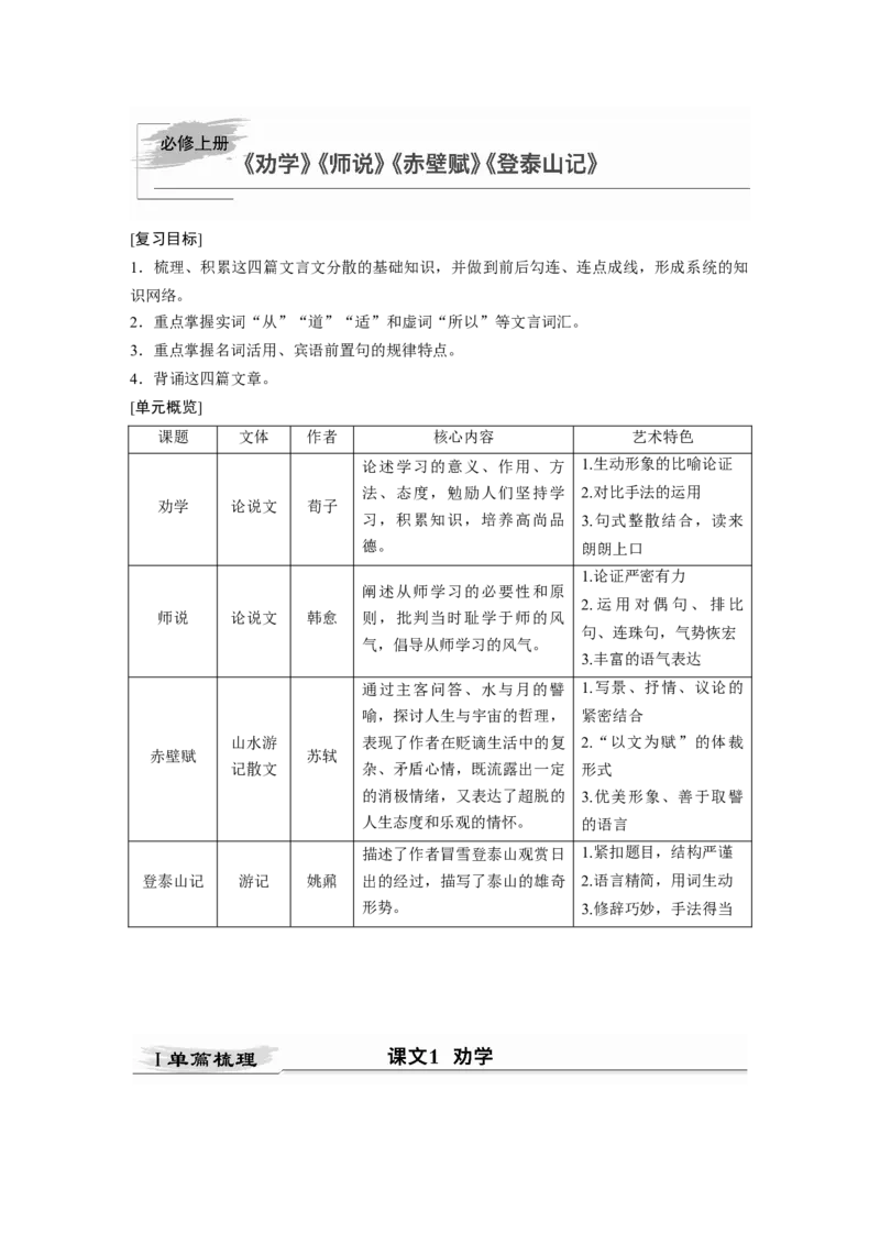 第2部分教材文言文点线面必修上册Ⅰ课文1　劝学_01高考语文_22022年新高考资料_2022年一轮复习各版本_3.1.2022年高考语文一轮复习新高考2-鲁辽琼京津适用