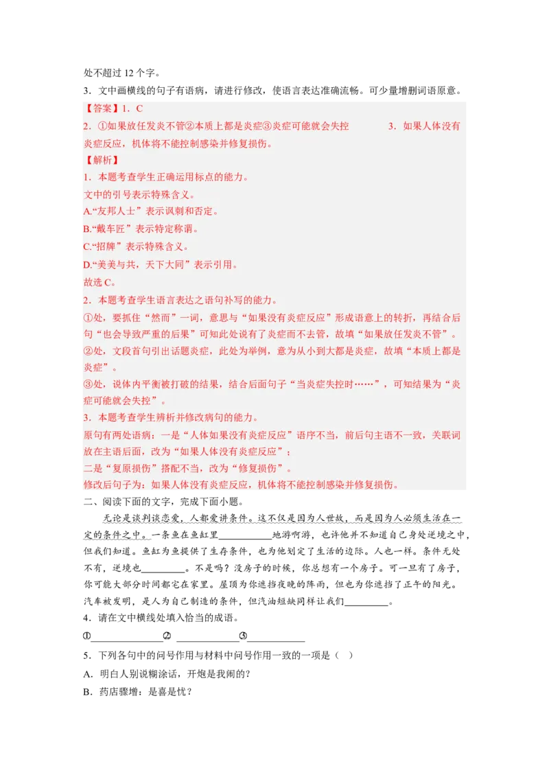 解密03标点符号（分层训练）（解析版）_01高考语文_32023年新高考资料_二轮复习_高频考点2023年高考语文二轮复习课件+分层训练（新高考专用）