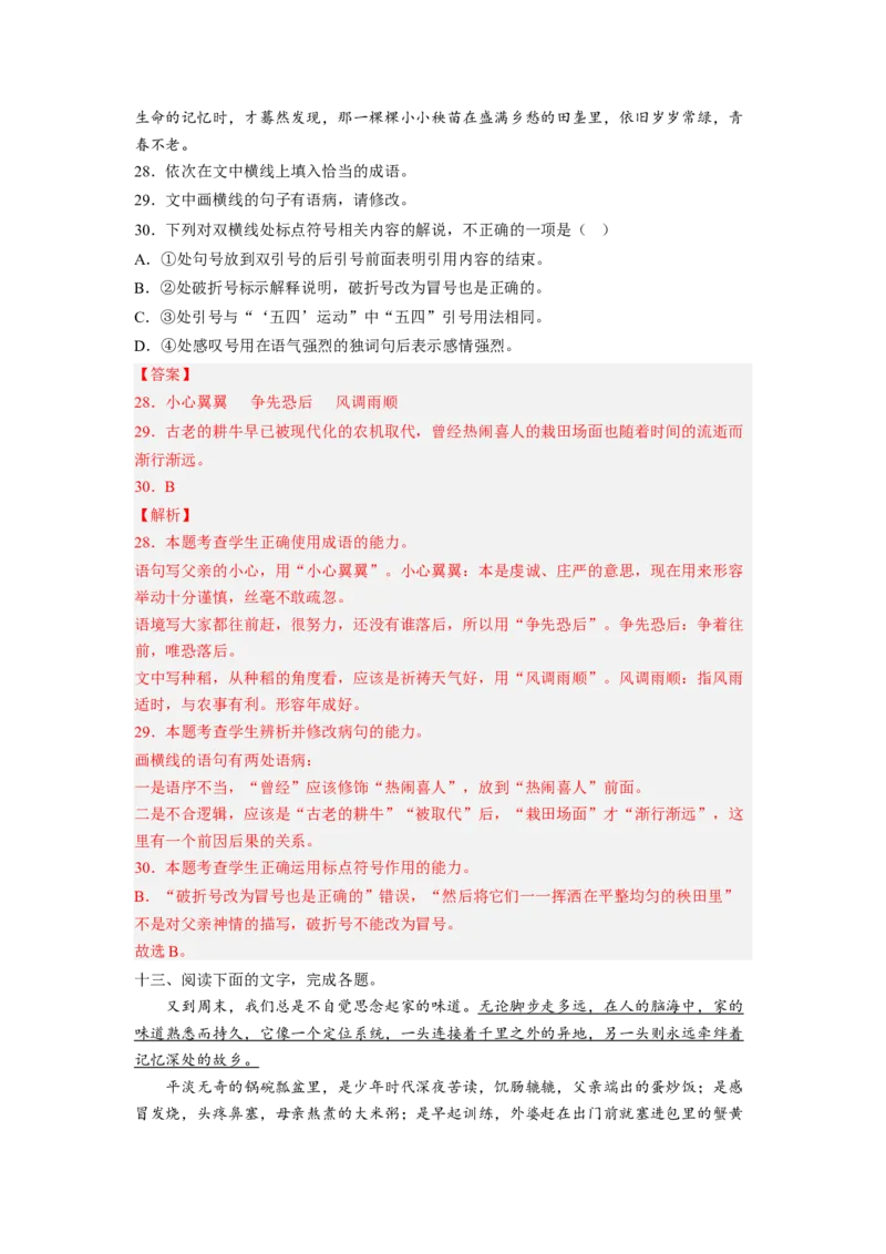 解密03标点符号（分层训练）（解析版）_01高考语文_32023年新高考资料_二轮复习_高频考点2023年高考语文二轮复习课件+分层训练（新高考专用）