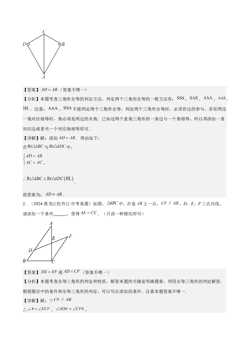 专题12.2三角形全等的判定(教师版)_初中数学_八年级数学上册（人教版）_重难点专题提优-V8_2025版