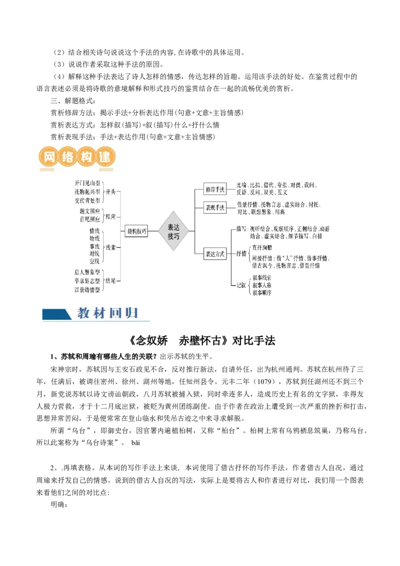 第03讲鉴赏诗歌表达技巧（讲义）（原卷版）_01高考语文_4.22024年新高考资料_1.2024一轮复习_2024年高考语文一轮复习讲练（新教材新高考_2.第二部分古代诗文阅读专题二诗歌鉴赏