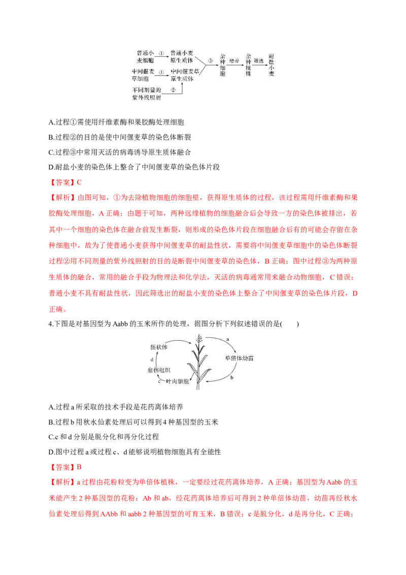 第二单元细胞工程（能力提升）-高二生物单元测试定心卷（人教版2019选择性必修3）（解析版）_高中九科知识点归纳。_人教版高中Word电子版试卷练习试题知识点全科_高中生物试卷习题