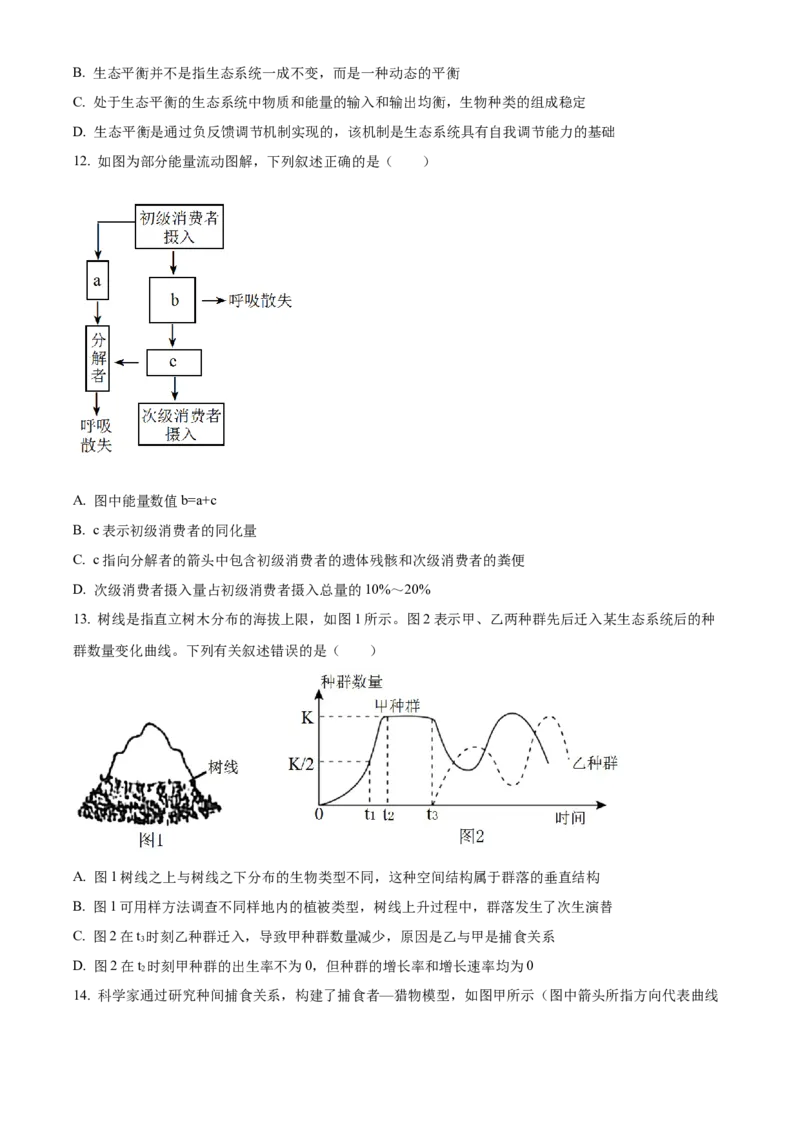 高二上学期期中生物试题（原卷版）_高中九科知识点归纳。_人教版高中Word电子版试卷练习试题知识点全科_高中生物试卷习题_生物选修_选修1_人教版生物选修一期中测试（012份）_226