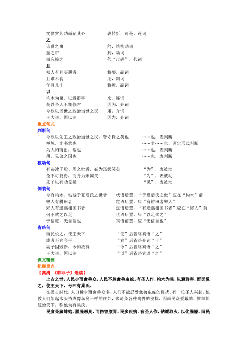 01知识讲解_高语_1高中语文_1高二语文人教新课标_42《韩非子》选读