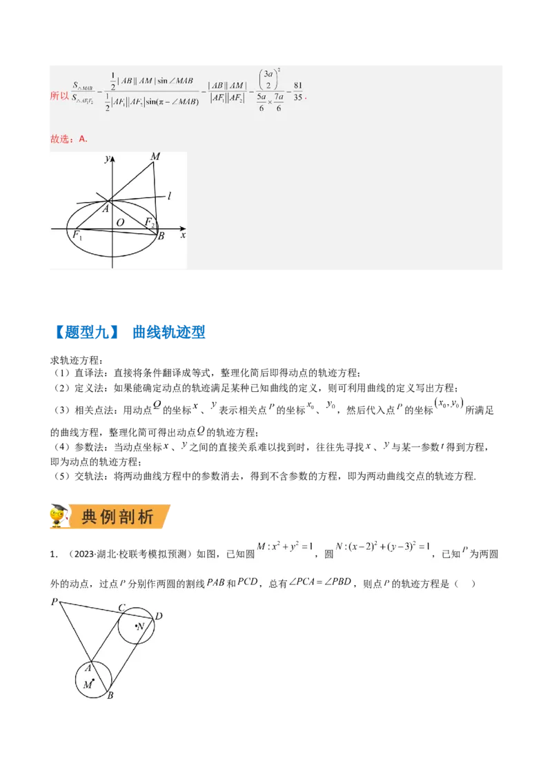 秘籍09圆锥曲线小题归类（9大题型）（解析版）_2.2025数学总复习_2023年新高考资料_备战2023年高考数学抢分秘籍（新高考专用）