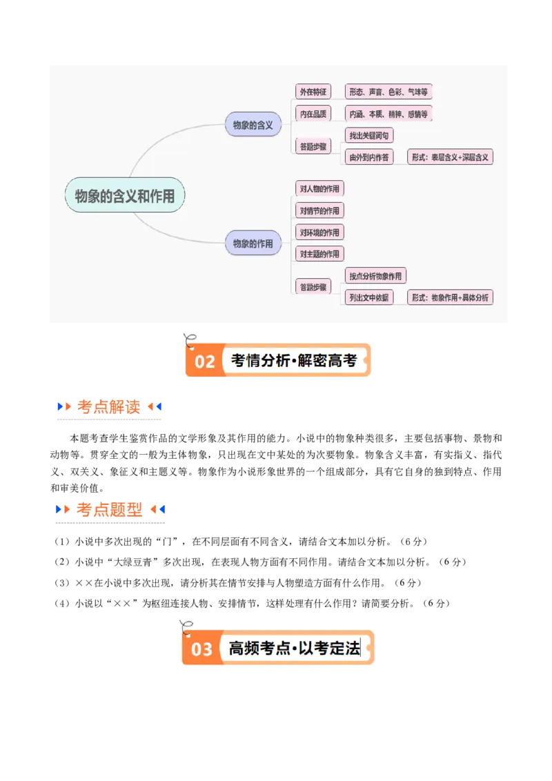 解密04文学类文本阅读小说之形象分析（讲义）（原卷版）_01高考语文_4.22024年新高考资料_2.2024二轮复习