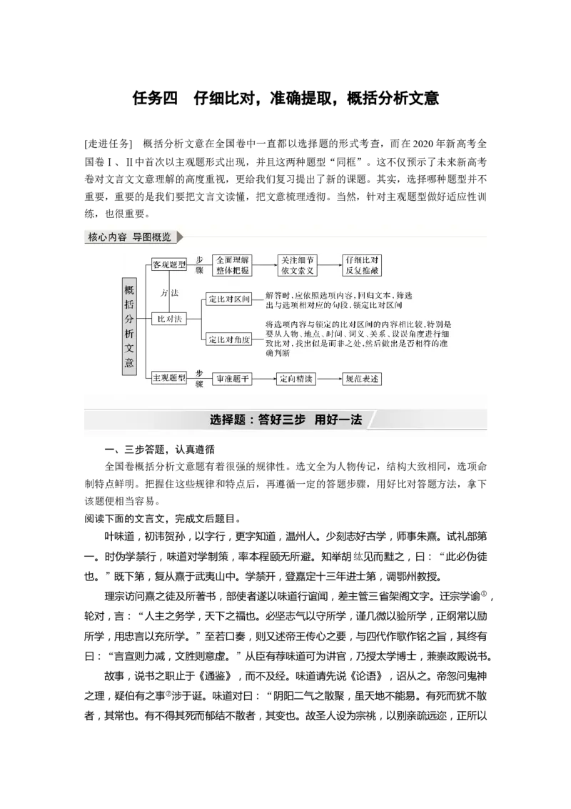 第3部分传统文化阅读文言文（考点部分）任务组三任务四仔细比对，准确提取，概括分析文意_01高考语文_22022年新高考资料_2022年一轮复习各版本
