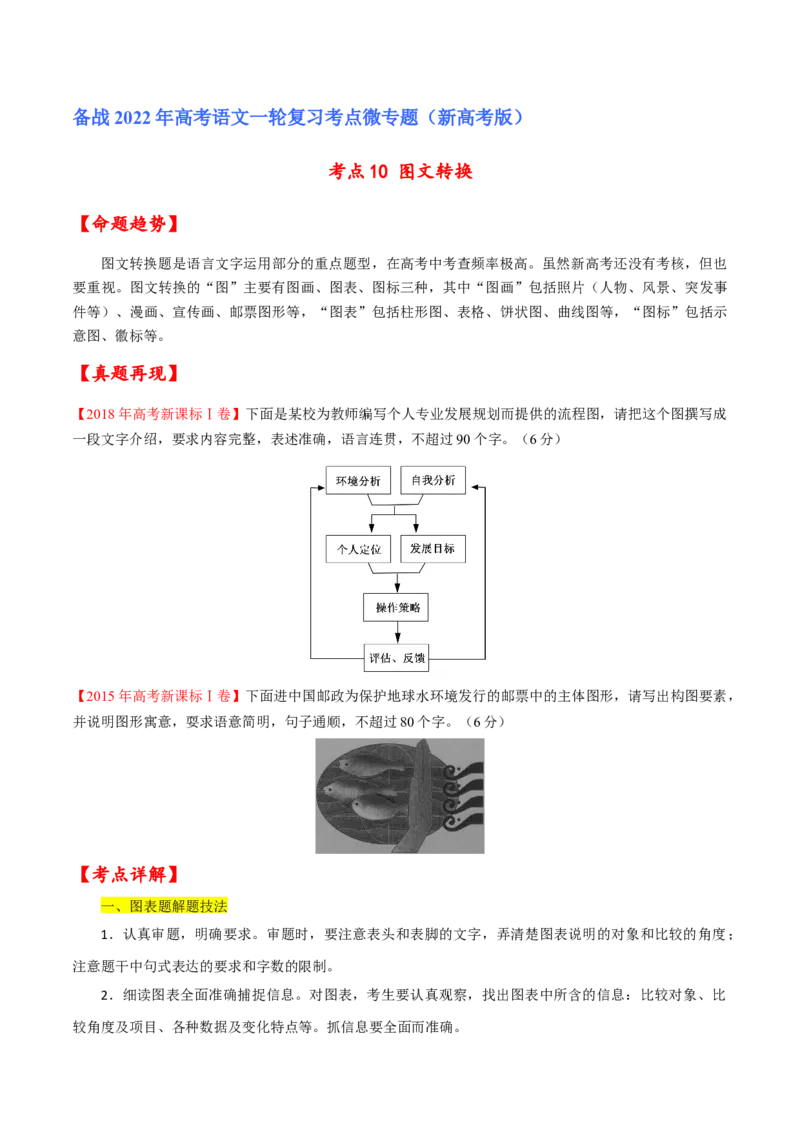 考点10图文转换（原卷版）-备战2022年高考语文一轮复习考点微专题（新高考版）_01高考语文_22022年新高考资料_备战2022年高考语文一轮复习考点微专题（新高考版）