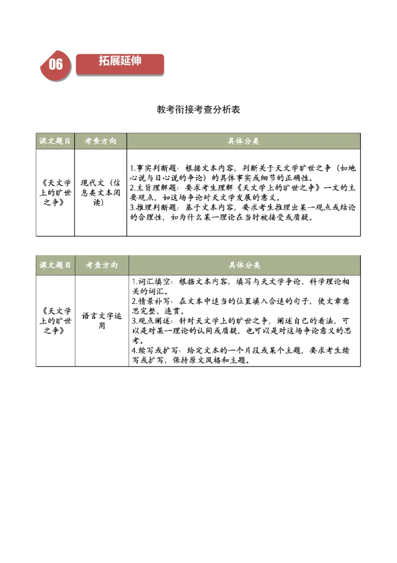 14《天文学上的旷世之争》（同步学案）（学生版）-（统编版选择性必修下册）_高语_高中语文_选择性必修下册_同步讲义