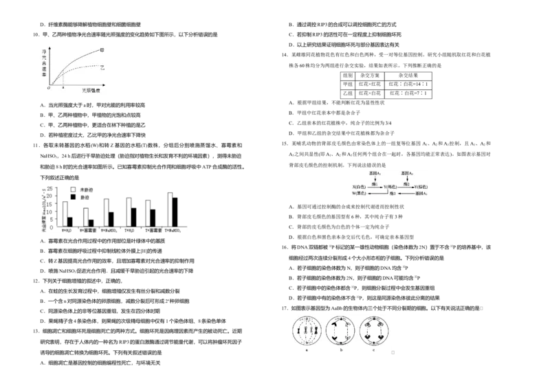 原创（新教材）下学期高一第一次月考卷生物（A卷）学生版_高中九科知识点归纳。_人教版高中Word电子版试卷练习试题知识点全科_高中生物试卷习题_生物必修_必修2