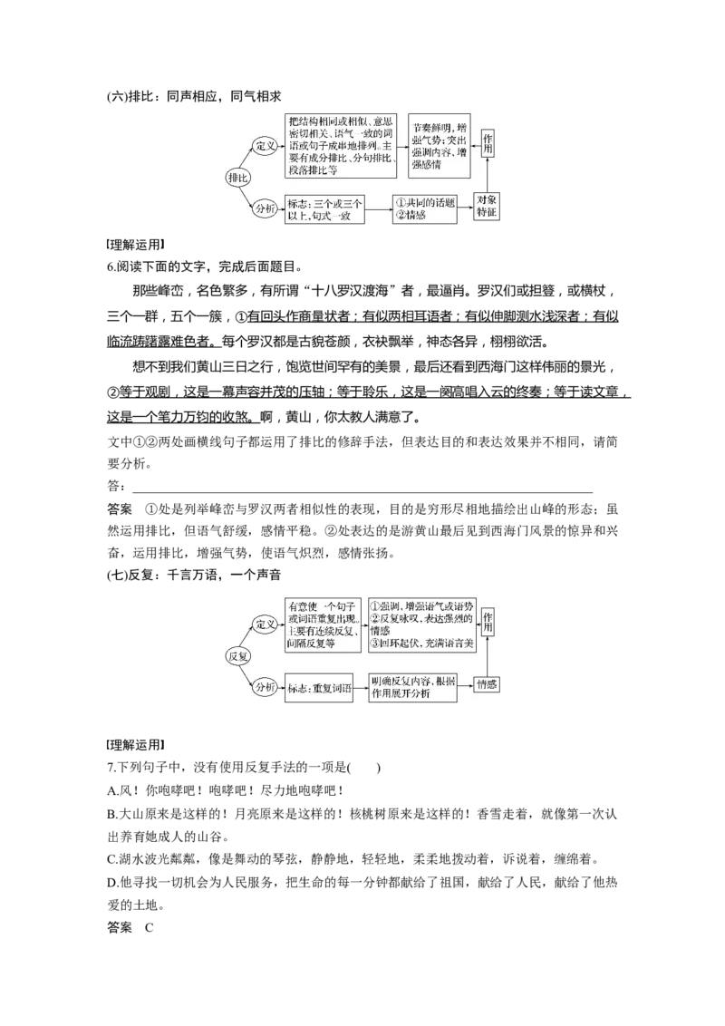 第1部分语言策略与技能任务组一任务四抓住特点，分析作用，正确运用修辞手法_01高考语文_22022年新高考资料_2022年一轮复习各版本_2022年高考语文一轮复习讲义（新高考1）