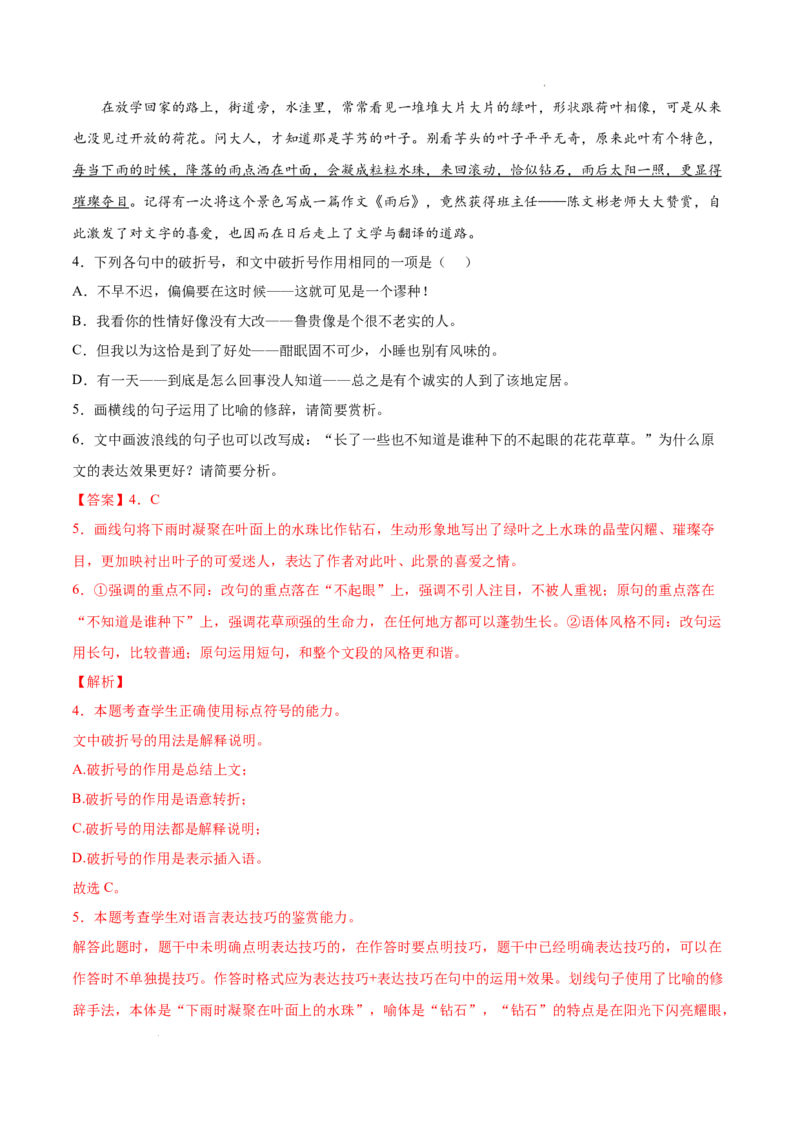 考向07赏析修辞-备战2023年高考语文一轮复习考点微专题（新高考地区专用）（解析版）_01高考语文_32023年新高考资料_一轮复习