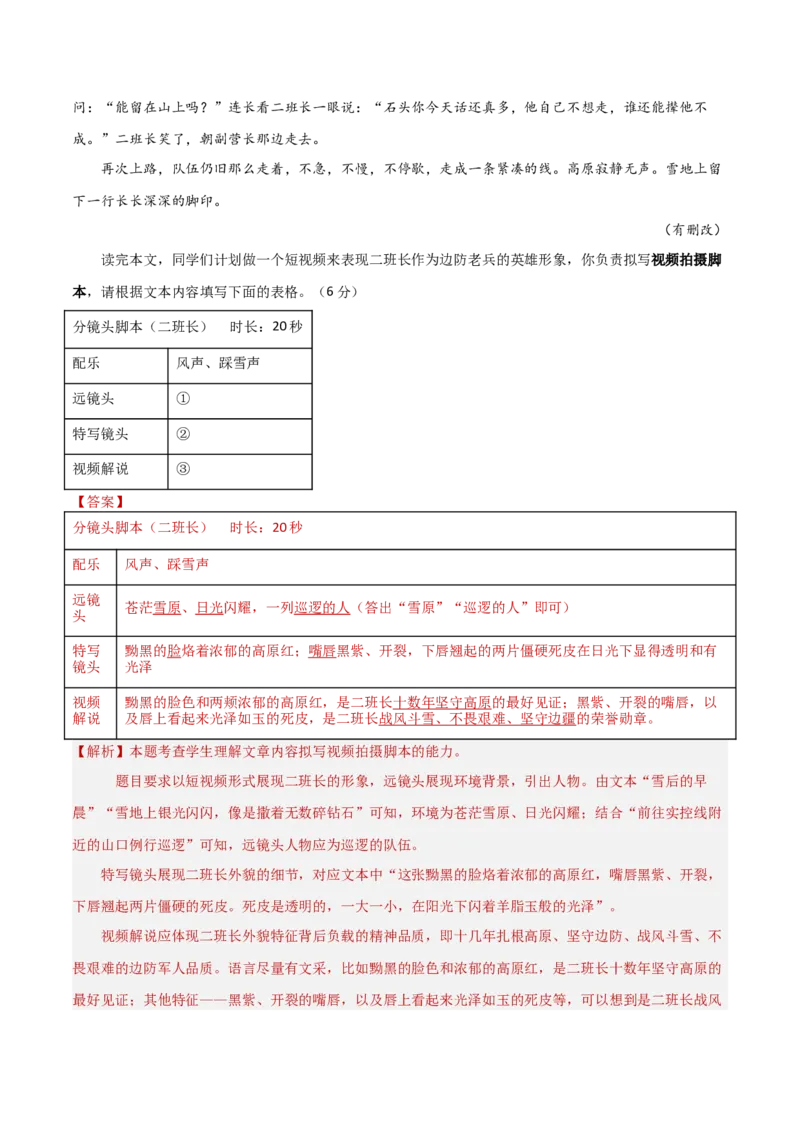 考点巩固卷17文学短评与视频脚本（解析版）_01高考语文_52025年新高考资料_一轮复习_2025年高考语文一轮复习考点通关卷（新高考通用）