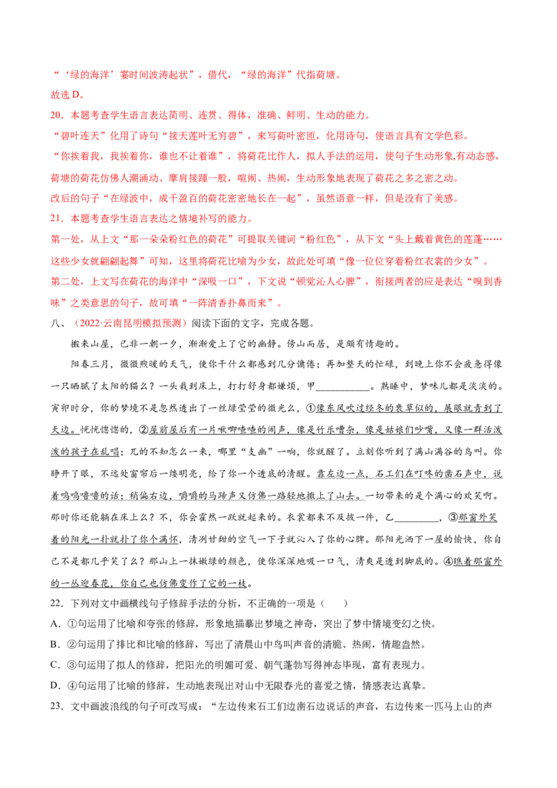 考向06辨析修辞手法-备战2023年高考语文一轮复习考点微专题（全国通用）（解析版）_01高考语文_6赠通用版（老高考）复习资料_一轮复习