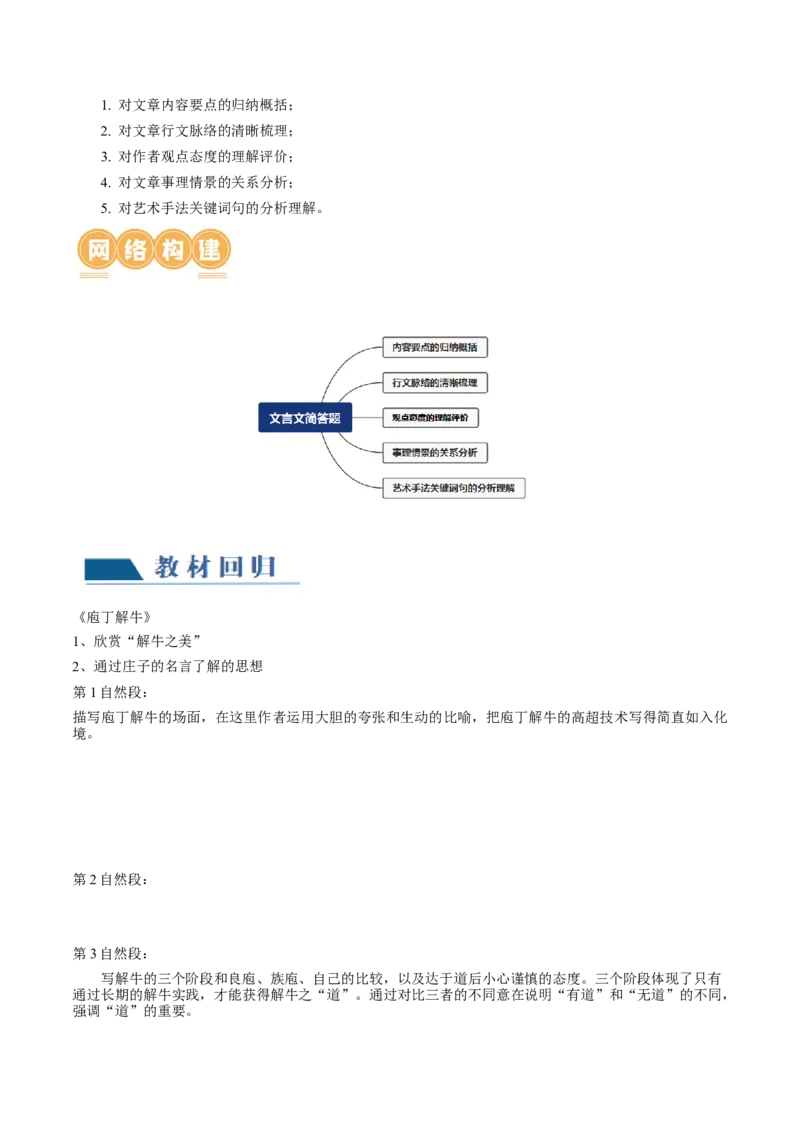 第08讲文言文简答题（讲义）（原卷版）_01高考语文_新高考复习资料_2024年新高考资料_一轮复习资料_高考语文一轮复习讲练测（课件+讲义+练习）（新高考）_第二部分古代诗文阅读