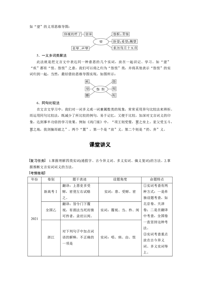 第3部分文言文考点突破课时33　理解四类文言实词及其推义方法&mdash;&mdash;勤于积累，善于推断_01高考语文_32023年新高考资料_一轮复习_2023年新高考大一轮复习讲义