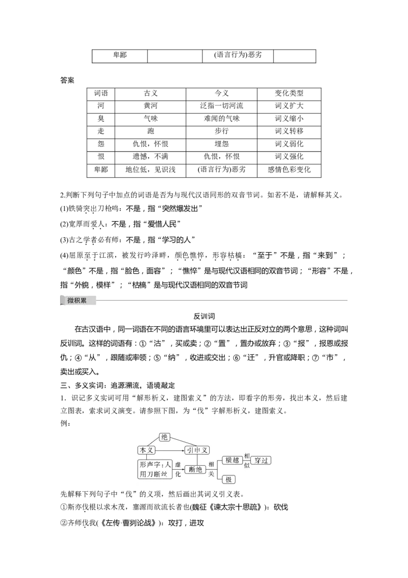 第3部分文言文考点突破课时33　理解四类文言实词及其推义方法&mdash;&mdash;勤于积累，善于推断_01高考语文_32023年新高考资料_一轮复习_2023年新高考大一轮复习讲义