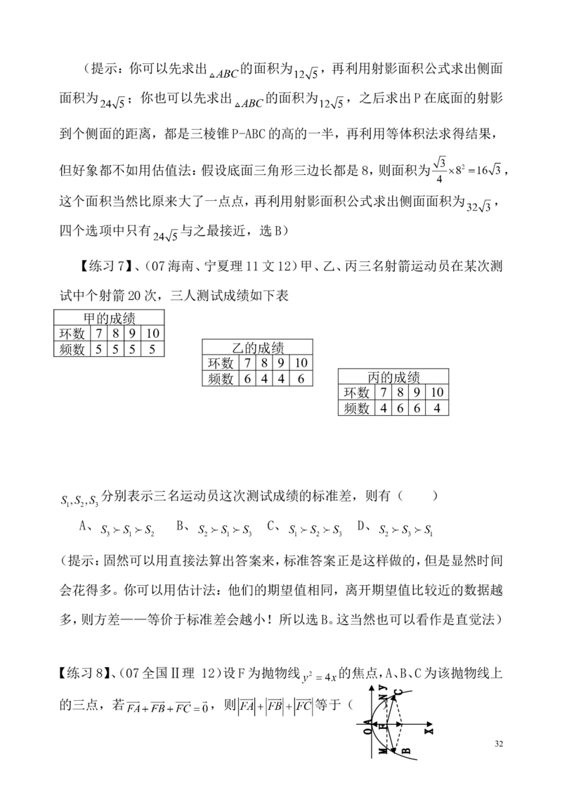 数学_高考数学选择题神奇巧解_43页_高中九科知识点归纳。_数学
