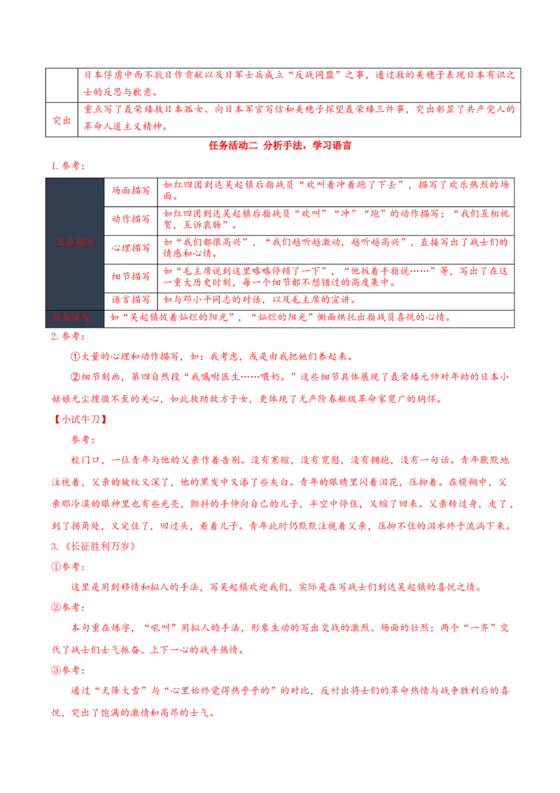 2《长征胜利万岁》《大战中的插曲》（导学案）-（统编版选择性必修上册）_高语_高中语文_选择性必修上册_导学案