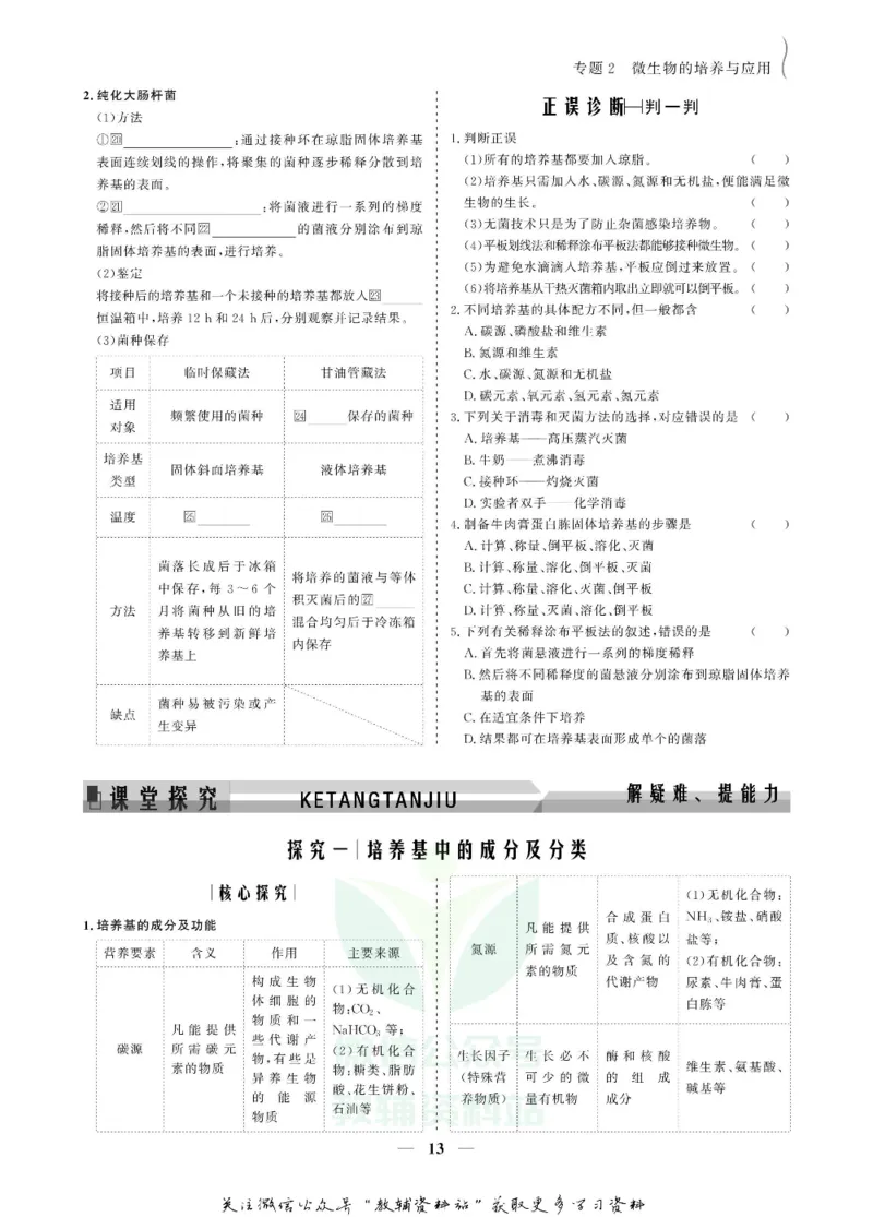 名师同步导学生物人教版选修1-生物技术实践_名师同步导学_高中生物