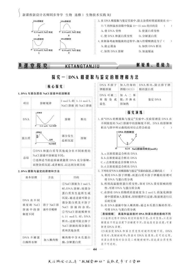 名师同步导学生物人教版选修1-生物技术实践_名师同步导学_高中生物