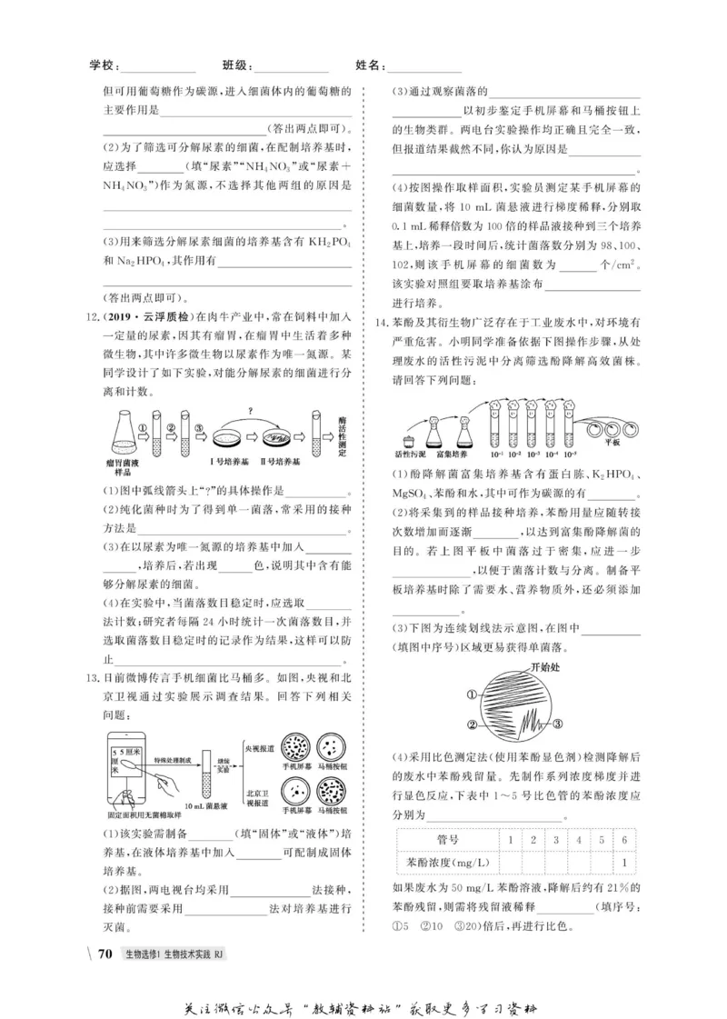 名师同步导学生物人教版选修1-生物技术实践_名师同步导学_高中生物