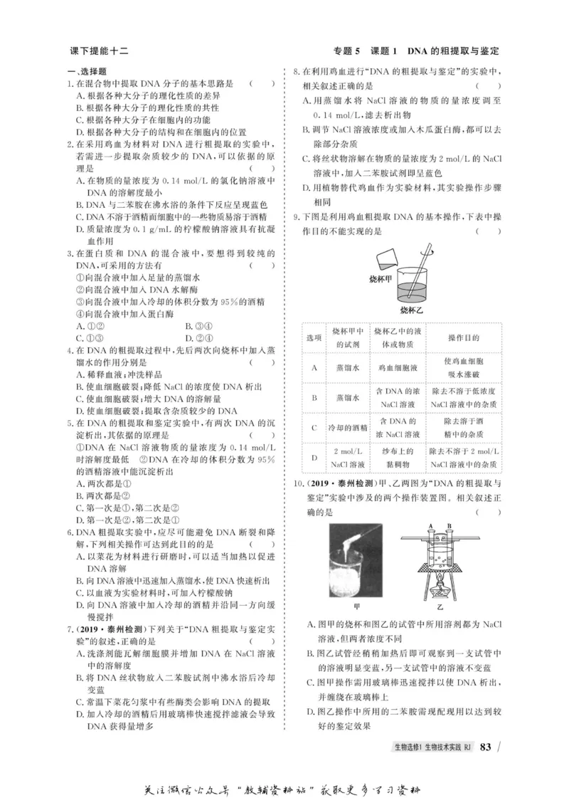 名师同步导学生物人教版选修1-生物技术实践_名师同步导学_高中生物