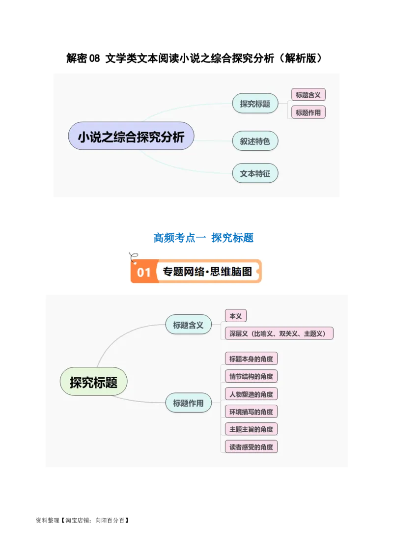 解密08文学类文本阅读小说之综合探究分析（讲义）（解析版）_01高考语文_新高考复习资料_2024年新高考资料_二轮复习资料_讲义_教师版（含答案解析）