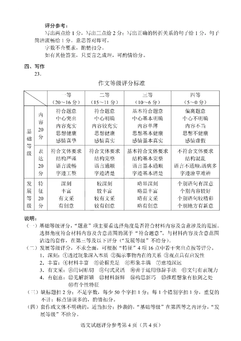 语文答案公众号：一枚试卷君_01高考语文_32023年新高考资料_3模拟题_老高考_四省联考试题+答案+答题卡（2月23-24日）_四省联考试题+答案（2月23-24日）_答案