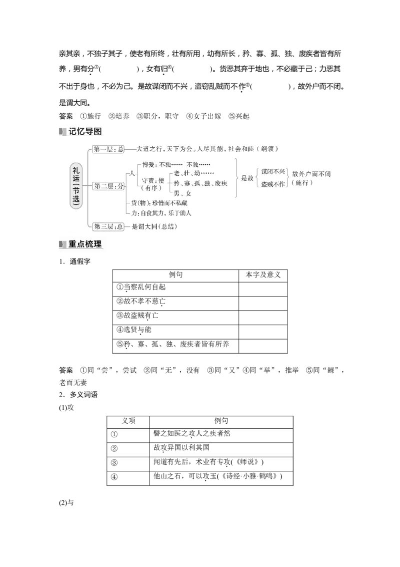 选择性必修上册　单篇梳理6～7　兼爱　礼运(节选)_01高考语文_5.22025年新高考资料_2025新高考一轮复习语文_2025语文大一轮复习讲义教师用书Word版文档
