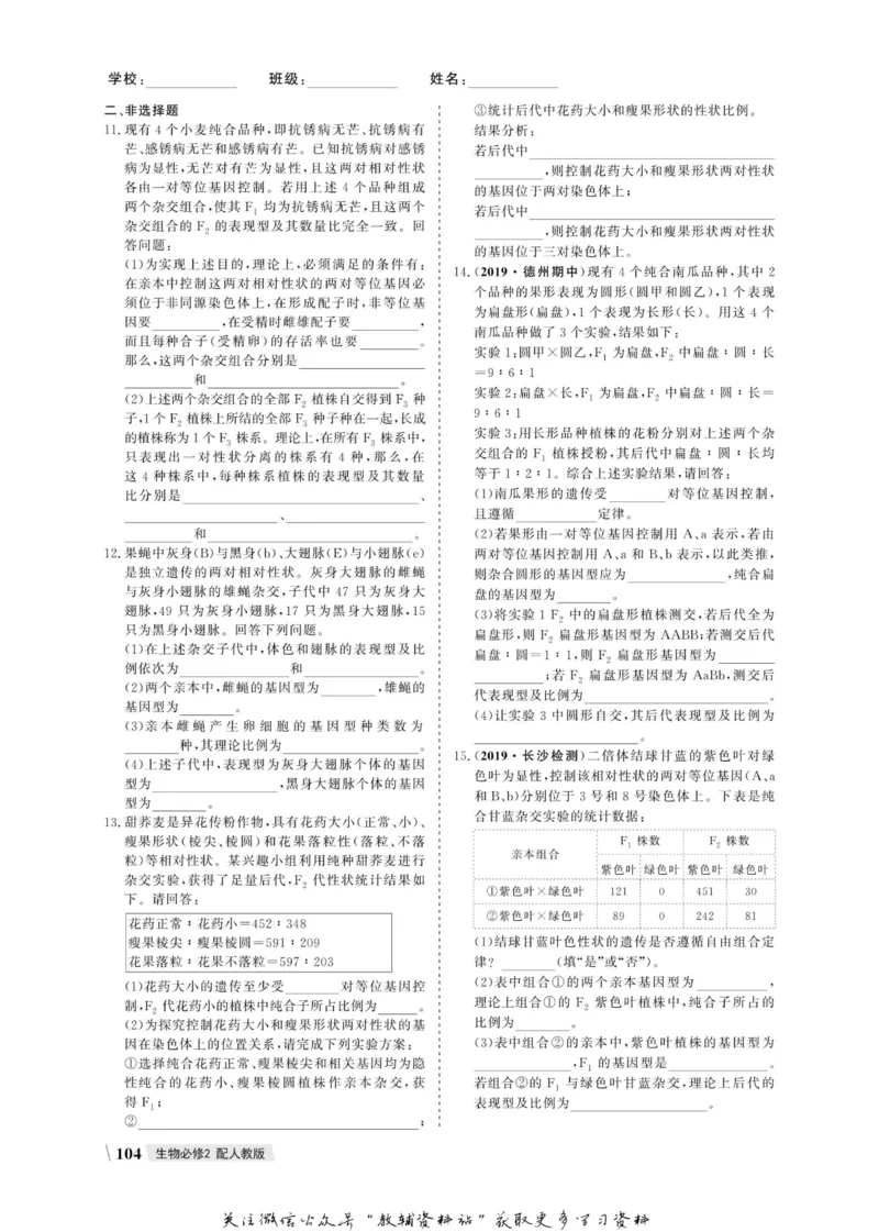 名师同步导学生物人教版必修2_名师同步导学_高中生物