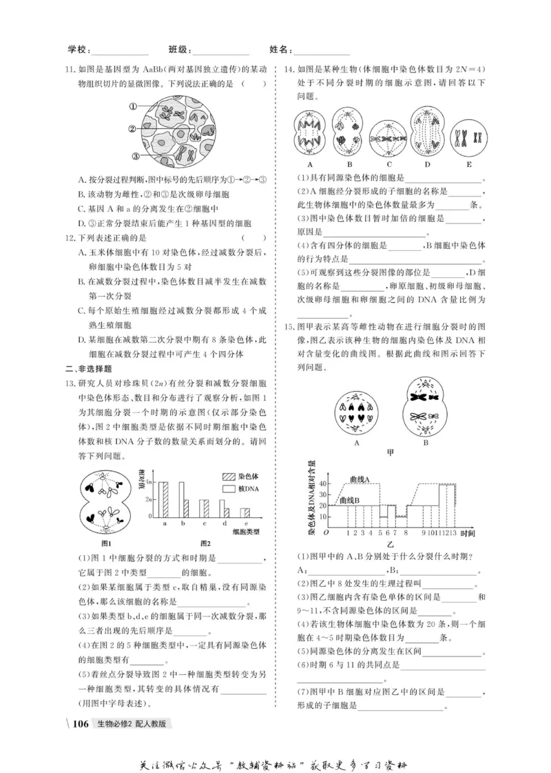 名师同步导学生物人教版必修2_名师同步导学_高中生物