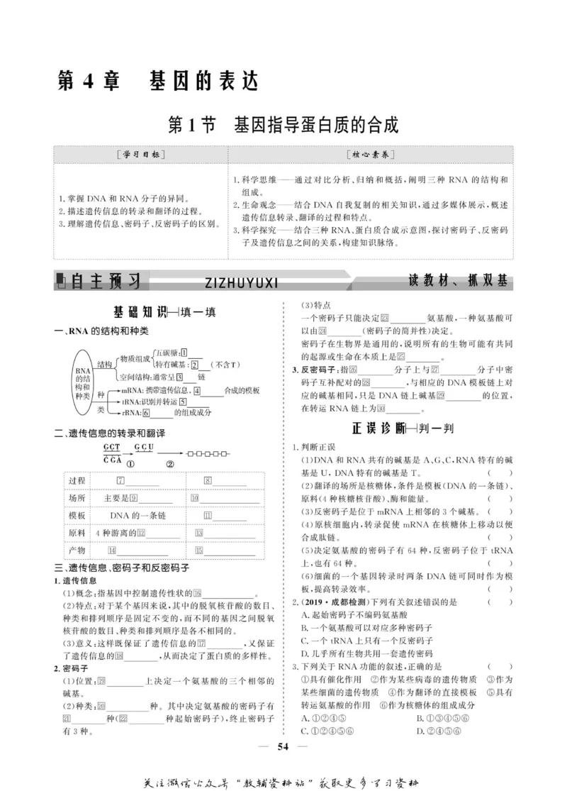 名师同步导学生物人教版必修2_名师同步导学_高中生物